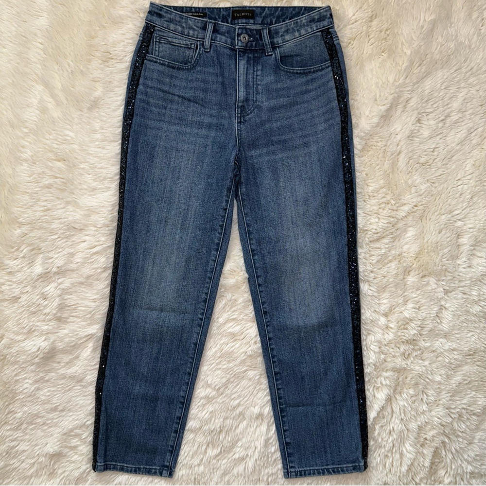 Talbots High Waist Straight Ankle Jean w/ Sequin Sides